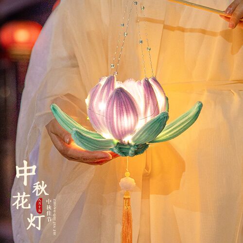 2025元旦灯笼古风儿童手提发光灯笼古风扭扭棒小荷花灯iy材料包