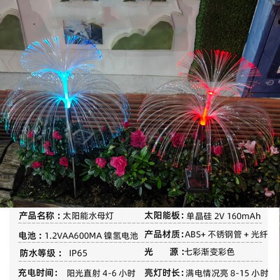 新品太阳能水母灯光纤户外庭院灯装饰防水LE草坪地插景观灯