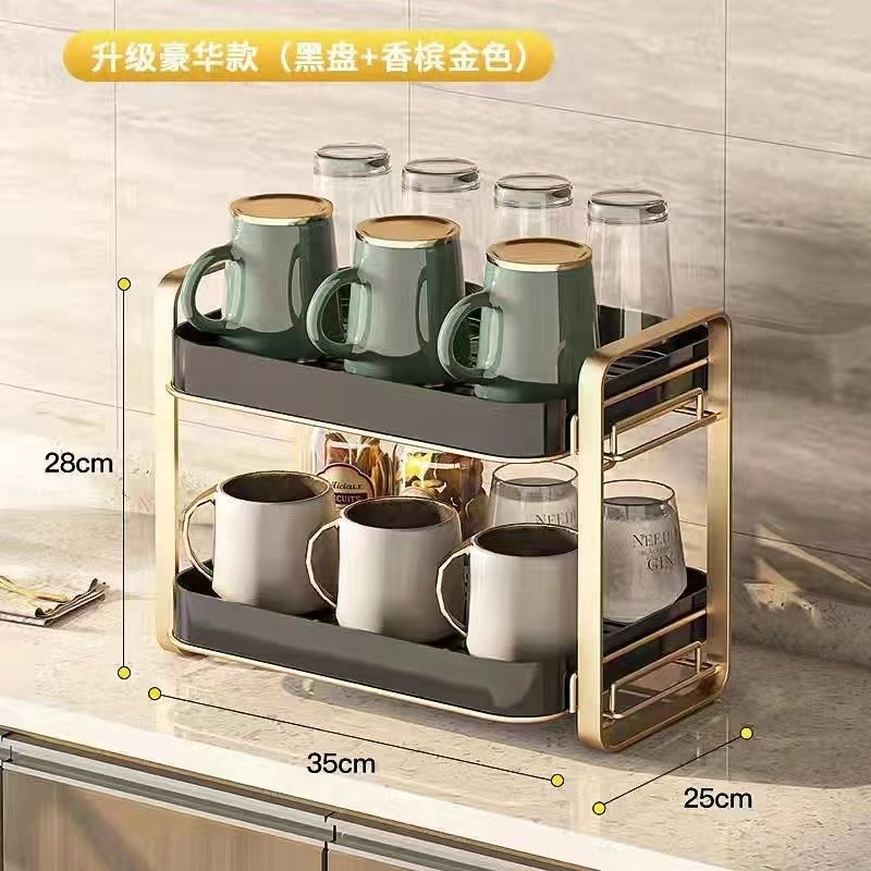 杯子收纳置物架杯架客厅玻璃茶杯双层沥水托盘家用桌面放水杯架子,家庭/个人清洁工具,杯架,淘宝优惠券,粉丝福利购,淘宝优惠卷