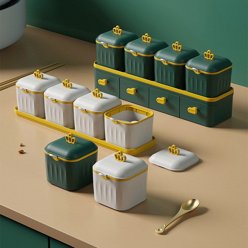 新款家用轻奢调味罐组合 厨房创意味精收纳盒 防潮带盖调味罐套装,厨房/烹饪用具,调味瓶罐/调料研磨器,淘宝优惠券,粉丝福利购,淘宝优惠卷