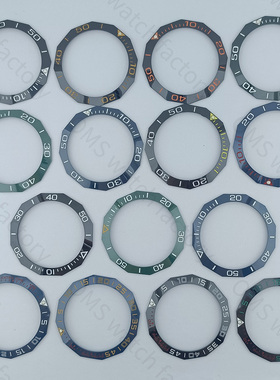 42.3MM手表配件陶瓷圈口TG款菱形表圈绿夜光数字手表配件表圈