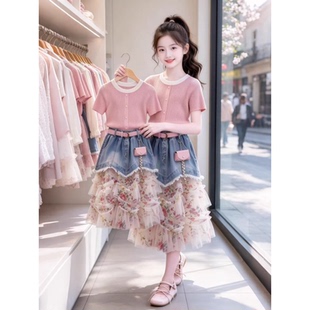 又酷又飒的大童女装夏季裙子2026新款儿童夏装轻奢高级感女童套装