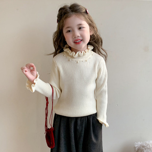女童毛衣秋冬季内搭儿童加厚针织衫女宝宝冬装洋气高领打底衫上衣