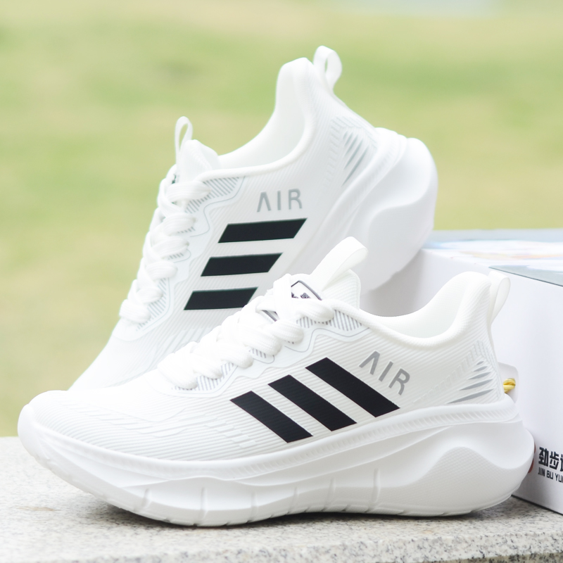 2025新款白色运动鞋厚底休闲鞋软底爆米花透气鞋网布鞋健步潮鞋