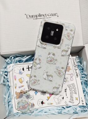 【小米双层IMD】原创喵星派对小米14小米15小米14pro小米15pro保护套手机壳小清新绿色春天可爱卡通亚克力