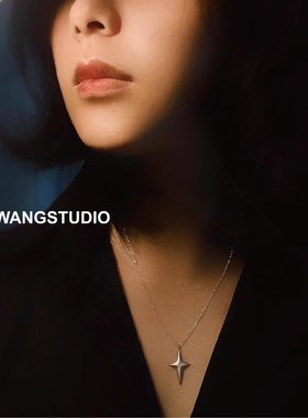 纯银磨砂项链女星星简约