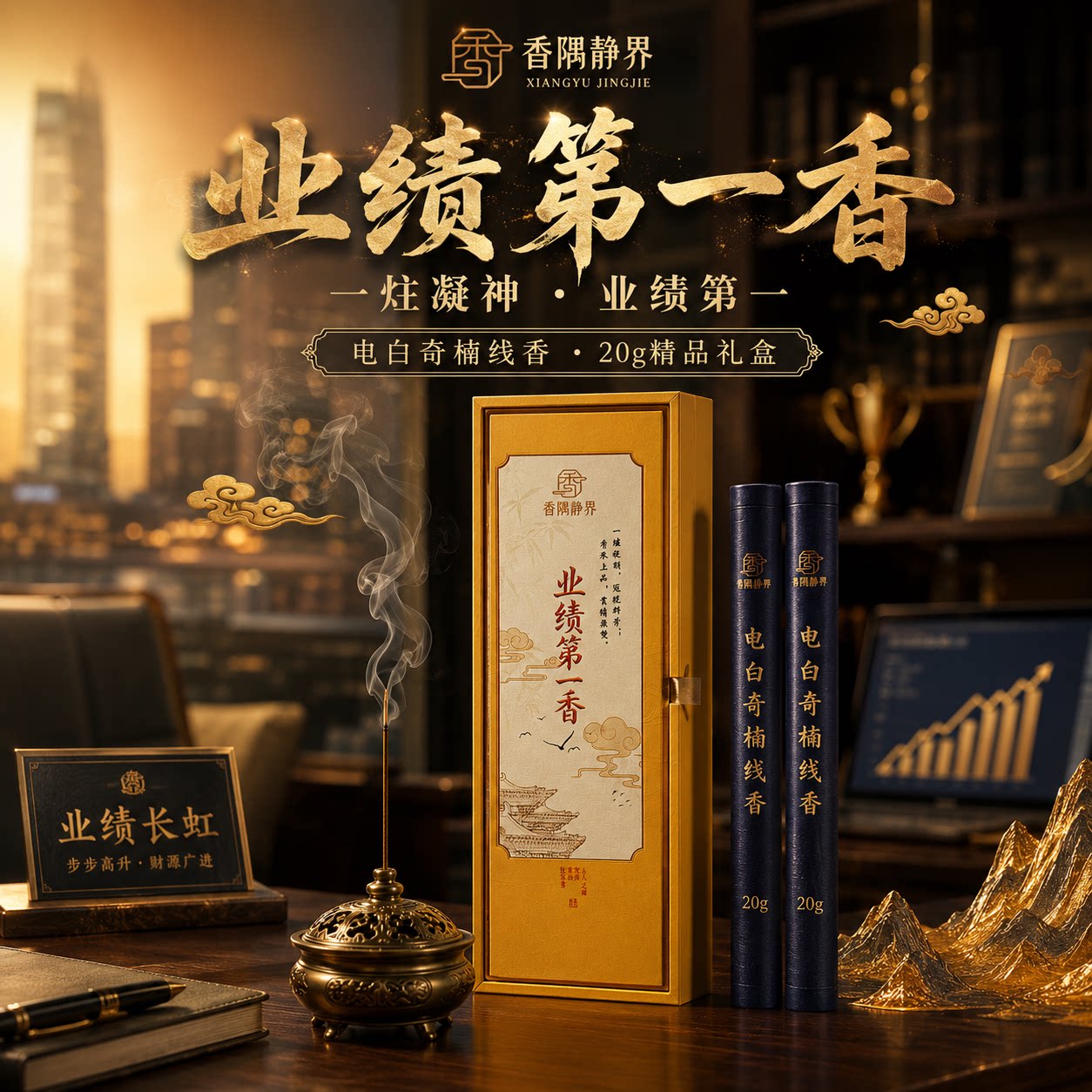中式沉香业绩第一香奇楠线香商务礼盒家用室内香薰便携天然手搓香