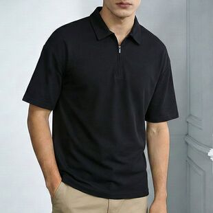 短袖 纯色百搭半拉链POLO衫 男宽松百搭翻领T恤 新款 实拍2026夏季