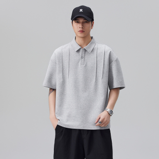 潮流设计感短袖 美式 POLO衫 男士 实拍2026夏季 宽松百搭休闲半袖 新款
