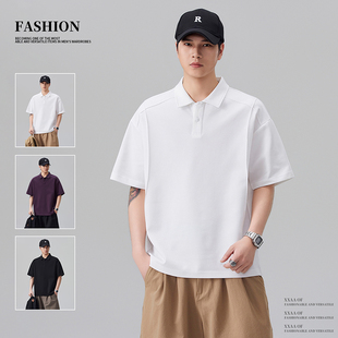 男休闲百搭宽松翻领半袖 实拍2026夏季 POLO衫 结构设计短袖 上衣 新款