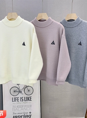 大E小e童装 儿童韩版加绒毛线衣2025冬男女童百搭保暖针织衫82059