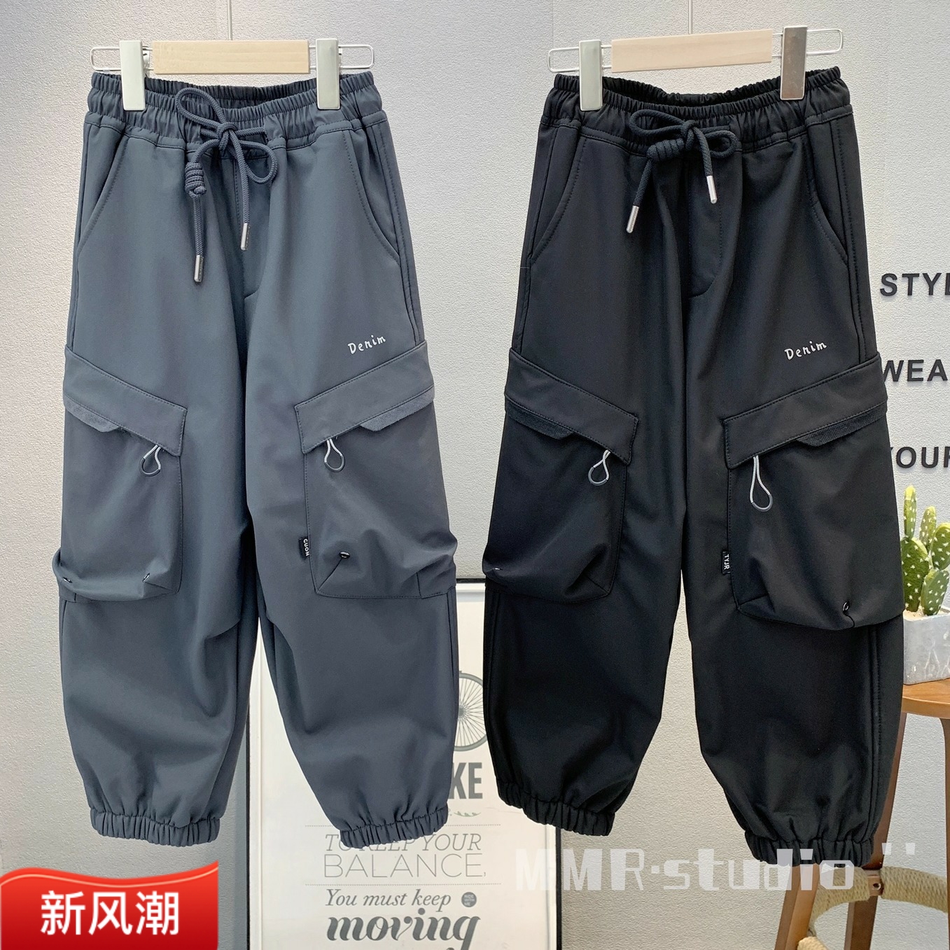 大E小e童装中大童洋气加绒工装裤