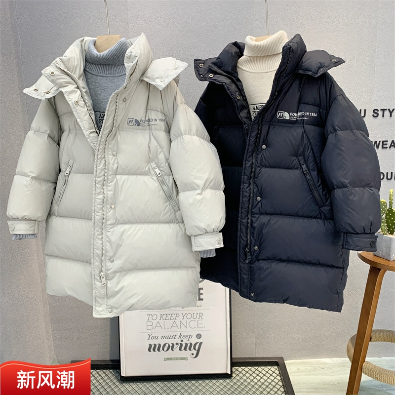 牛哆哆中长款男女黑金羽绒服鸭绒