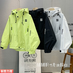 大E小e童装 中大童韩版夹克外套2026春款男女童连帽冲锋衣26A661