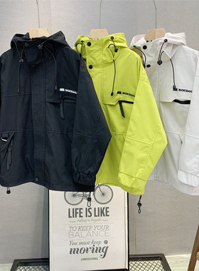 大E小e童装儿童韩版连帽外套2025春款男女童刺绣字母冲锋衣25A603