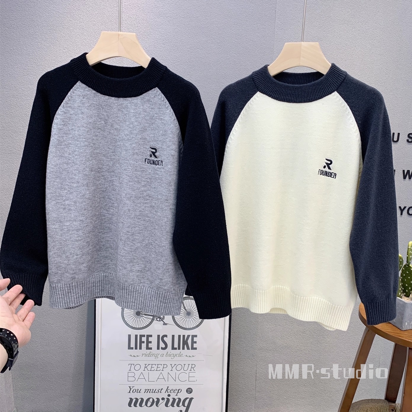 卡芙恰恰童装儿童韩版撞色毛衣