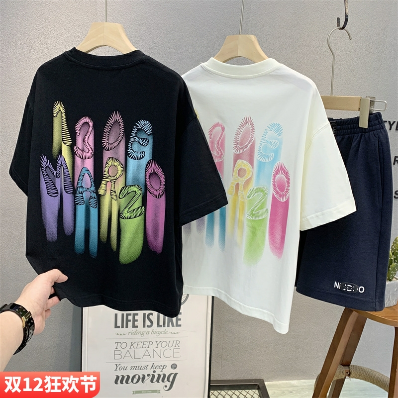 儿童韩版字母夜光T恤时尚短袖潮