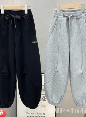 大E小e童装 儿童韩版一体绒休闲裤2025冬款男女童百搭运动裤66620