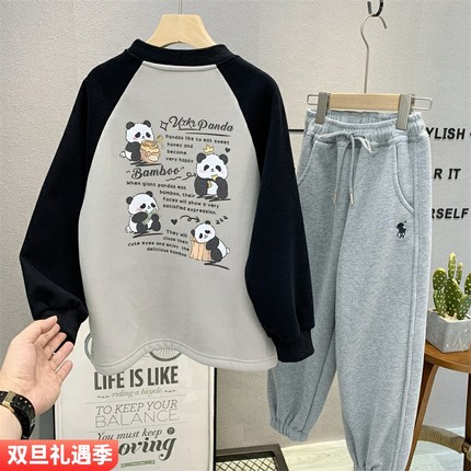 大E小e童装 儿童韩版加绒长袖T恤2025冬款男女童插肩袖套头衫5277