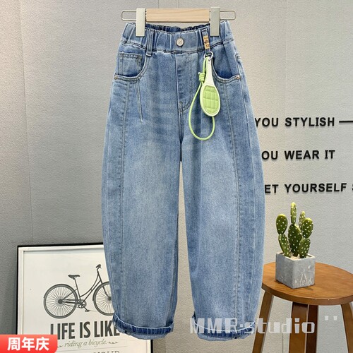 牛哆哆童装韩版纯棉牛仔老爹裤潮