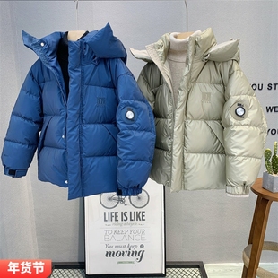 牛哆哆童装 儿童韩版免洗羽绒服2025冬男女童白鸭绒连帽外套14545