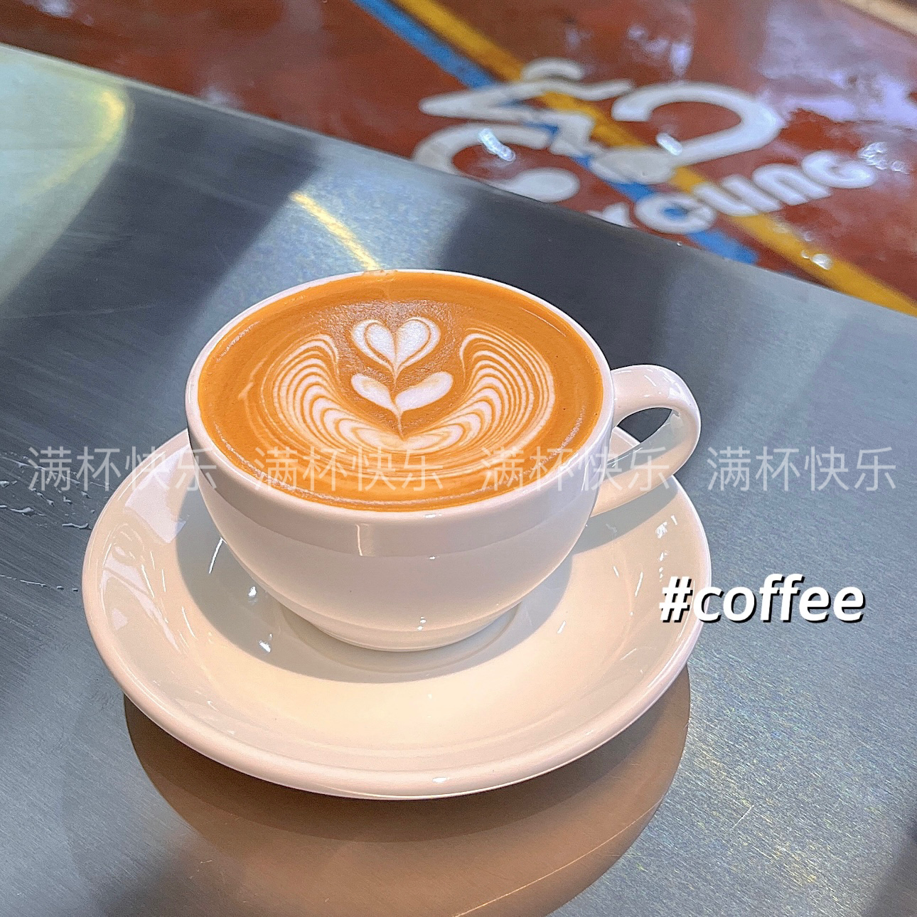 纯白陶瓷咖啡杯碟定制LOGO