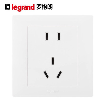 罗格朗开关插座面板家用工程暗装墙壁博蕴白一开五孔三孔16A空调