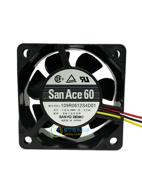 原装三洋SANYO 109R0612S4D01 12V 0.17A 6025 6CM大风量散热风扇