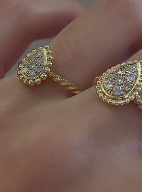 BSL家款型泪滴型麻花戒指开口戒指