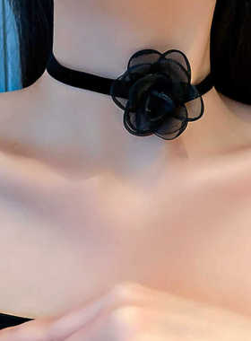 高级感上超仙黑色脖子配饰