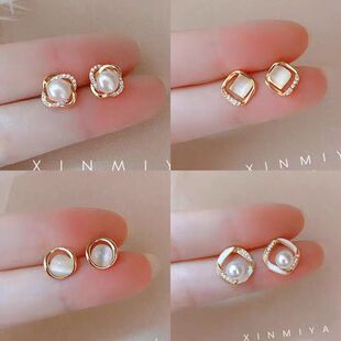 新款 气质s925纯银针气质高级感耳钉耳饰潮 精致珍珠耳环女复古法式