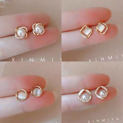 精致淡水珍珠耳环女复古