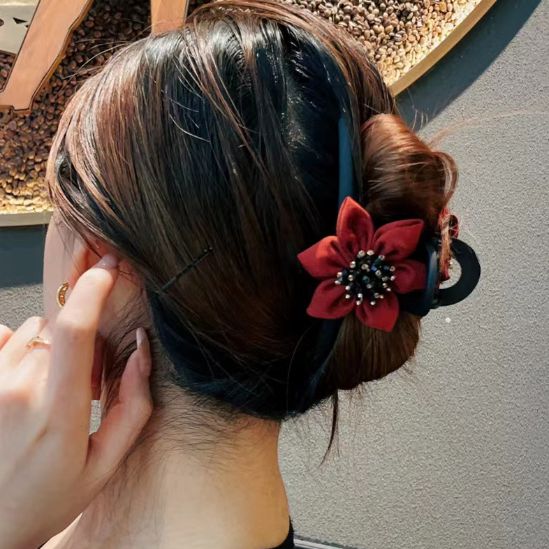 香云纱真丝发饰大抓夹