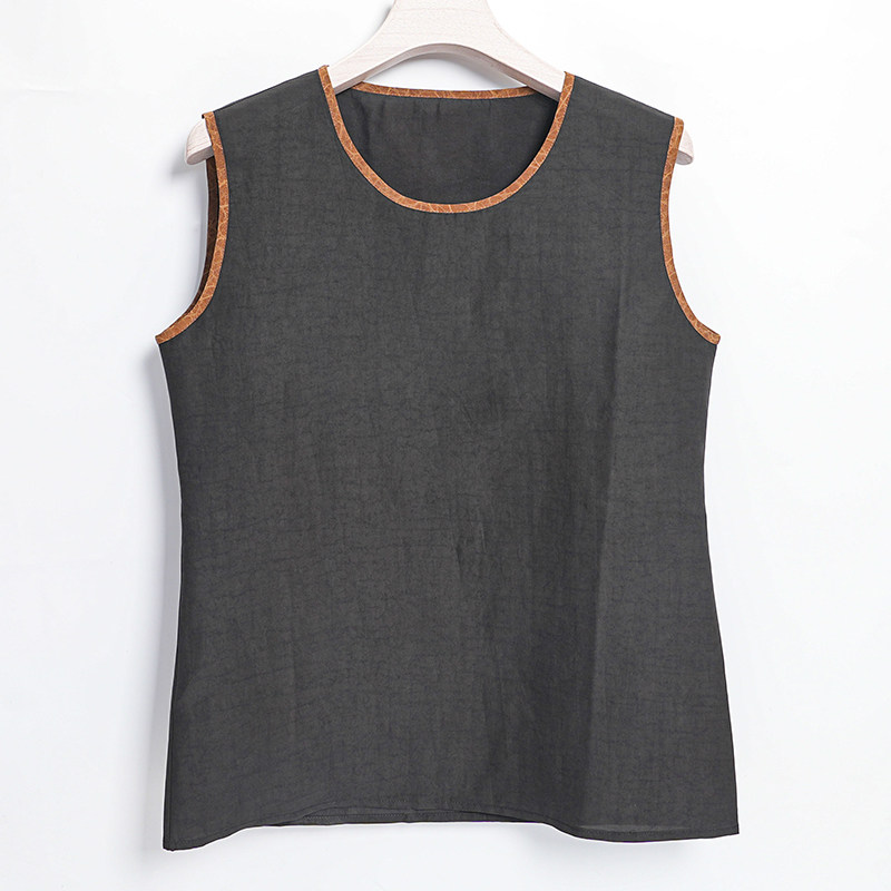 香云纱背心女士黑龟纹桑蚕丝女背心上衣显瘦通勤百搭真丝背心气质