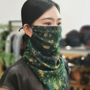 香云纱防晒面纱防风沙防尘护颈透气遮阳真丝桑蚕丝面罩