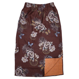 桑蚕丝长筒均码 香云纱半身裙新款 挺阔国风休闲 蝶栖棕林 口袋裙