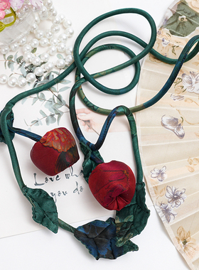 香云纱真丝平安果毛衣链