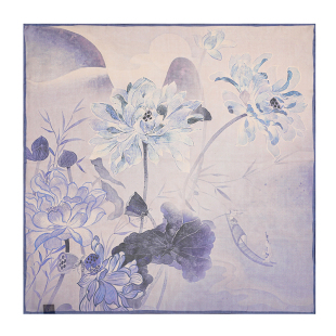 过薯莨汁【一曲新荷】65*65系列真丝雪纺桑蚕丝丝巾高级感围巾