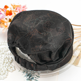 香云纱松紧发箍外出运动遮白发桑蚕丝头饰真丝头套 全包束发带