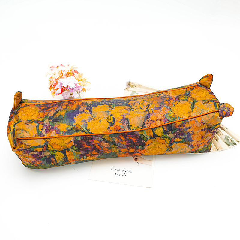 香云纱【虎头枕】吸汗桑蚕丝枕套花草调节枕头护颈真丝透气长条枕