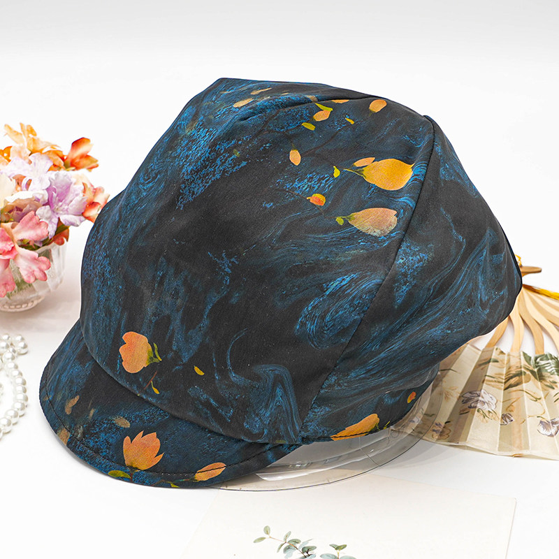 真丝加绒可拆卸翻沿八角帽