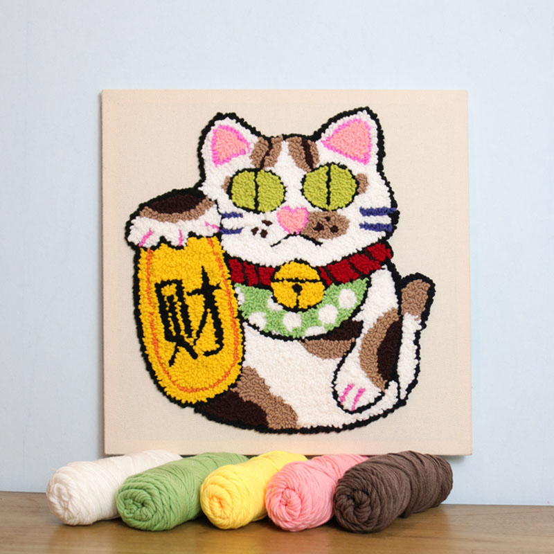 戳戳绣定制装饰画毛线手工DIY解压戳戳乐招财猫挂画摆件创意礼物图片