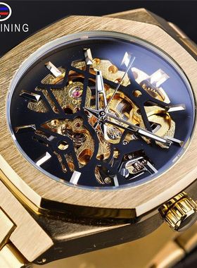 1pc Luxury Men's Mechanical Watch - Skeleton Design
