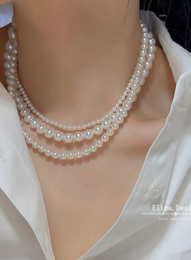 fever同款叠戴高品质珍珠项链14k包金精致简约气质轻奢锁骨链女