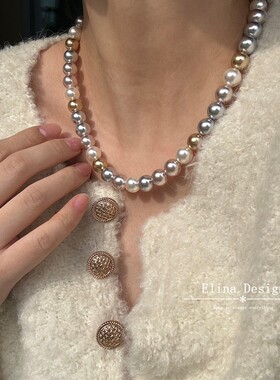 氛围感搭配百搭简约糖果色混彩粉白四色项链S925银扣项链