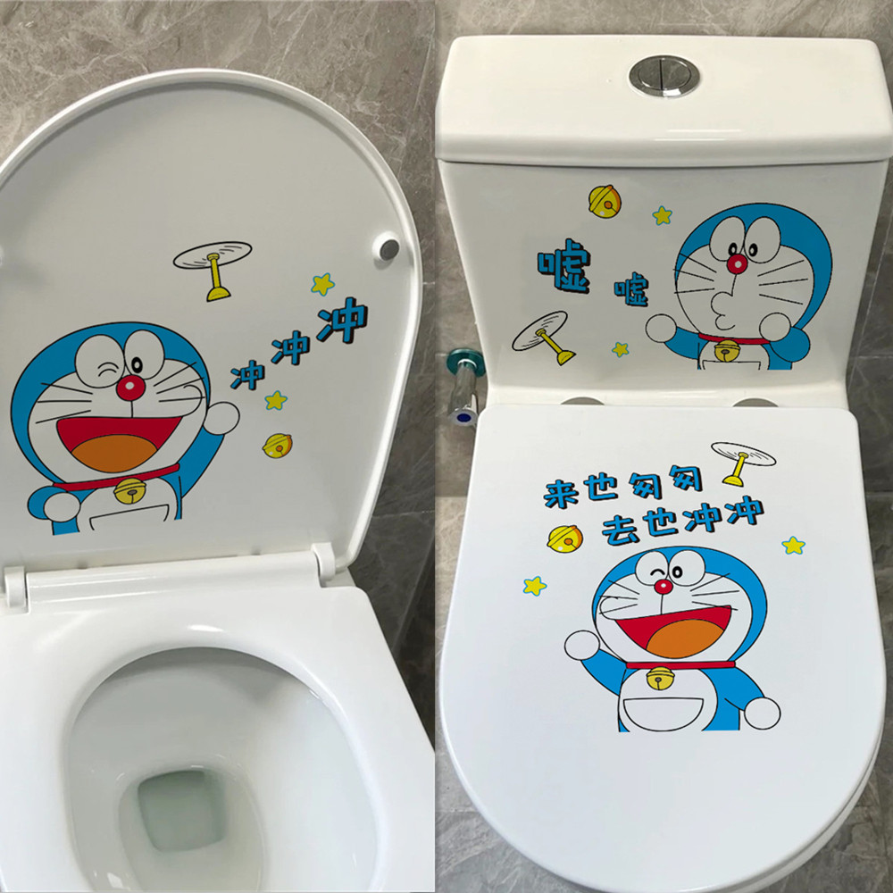 蓝胖子马桶贴画机器猫装饰贴卡通叮当猫厕所贴纸女防水坐便器盖贴