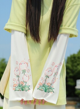 可爱冰袖女防晒夏季新款防紫外线宽松小清新开车手套冰丝袖套袖臂