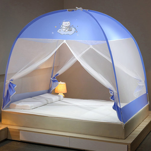 新款可折叠蚊帐夏天防摔儿童加密加厚蒙古包家用免安装方便拆洗