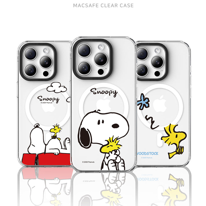 史努比snoopy史塔克全家福动漫漫画插画适用于苹果iPhone15promax手机壳防摔14pro透明磁吸16pro保护套