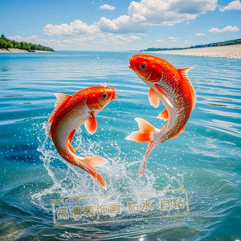 好运双鲤鱼点水跳龙门儿